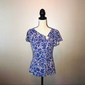 Blue white Floral Print Shirt size Medium​